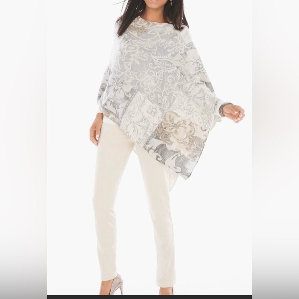 Chico’s metallic‎ glitter asymmetrical poncho shawl so pretty! 💕